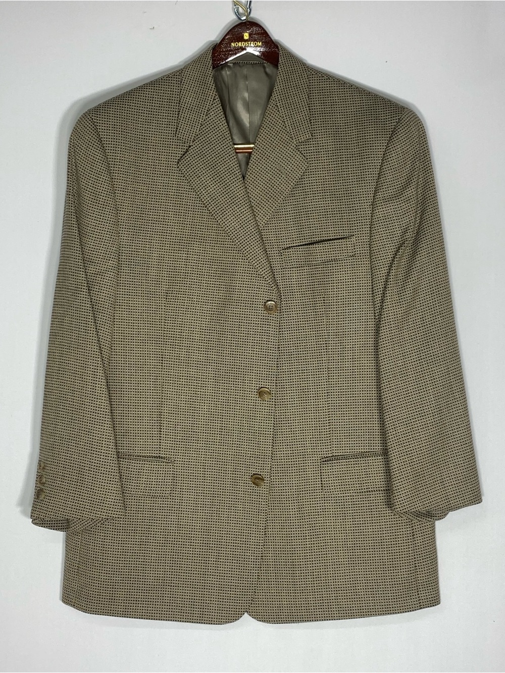 Jhane Barnes Tan and Cream Houndstooth Sport Jacket